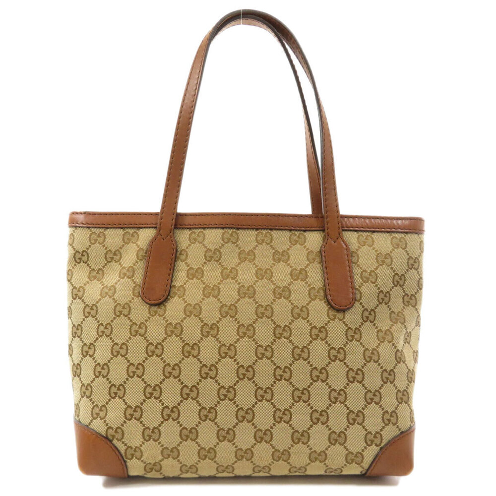 Gucci Canvas Tote Shoulder Bag GG Stirrup Brown